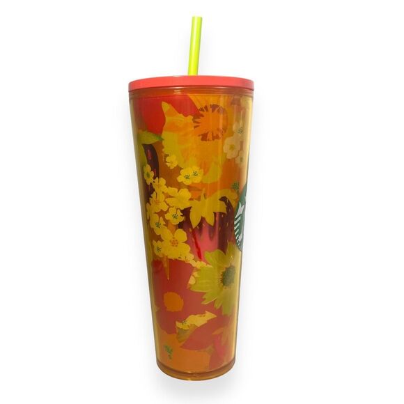 Starbucks Floral Sunflowers Strawberries Venti Cold Cup 2022 Spring 24 oz New - Picture 3 of 10